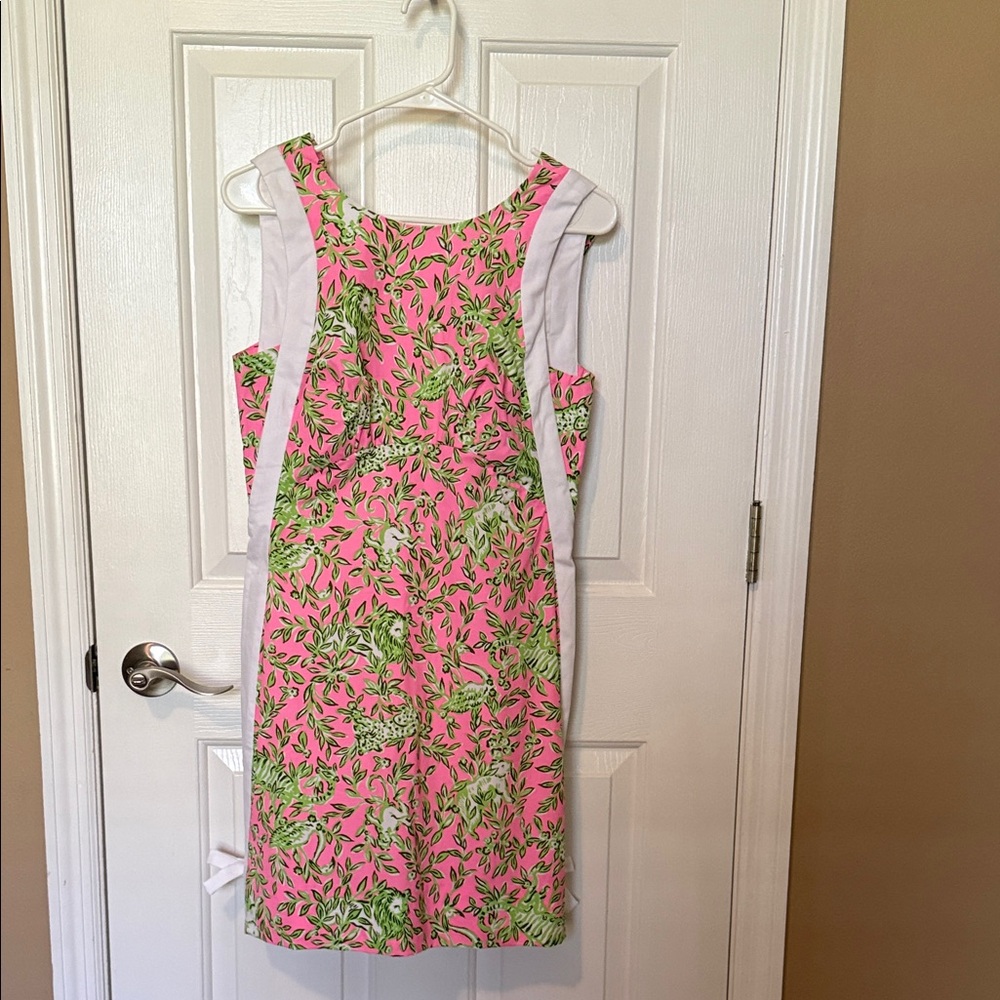 Lilly Pulitzer Pink Floral Sheath Dress with White Side Panels - Picture 3 of 5